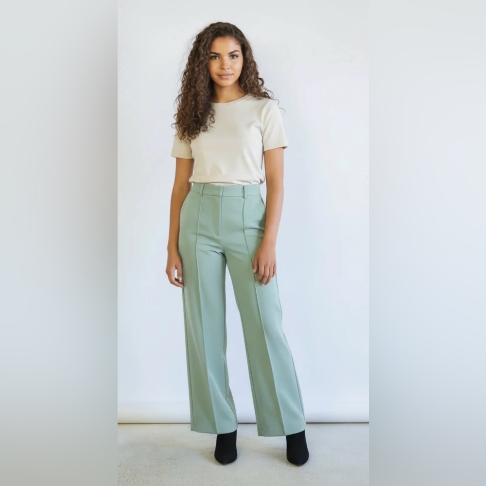 Avec Les Filles Vegan Faux Leather Pants High Rise Straight Leg S 30” Waist NWT